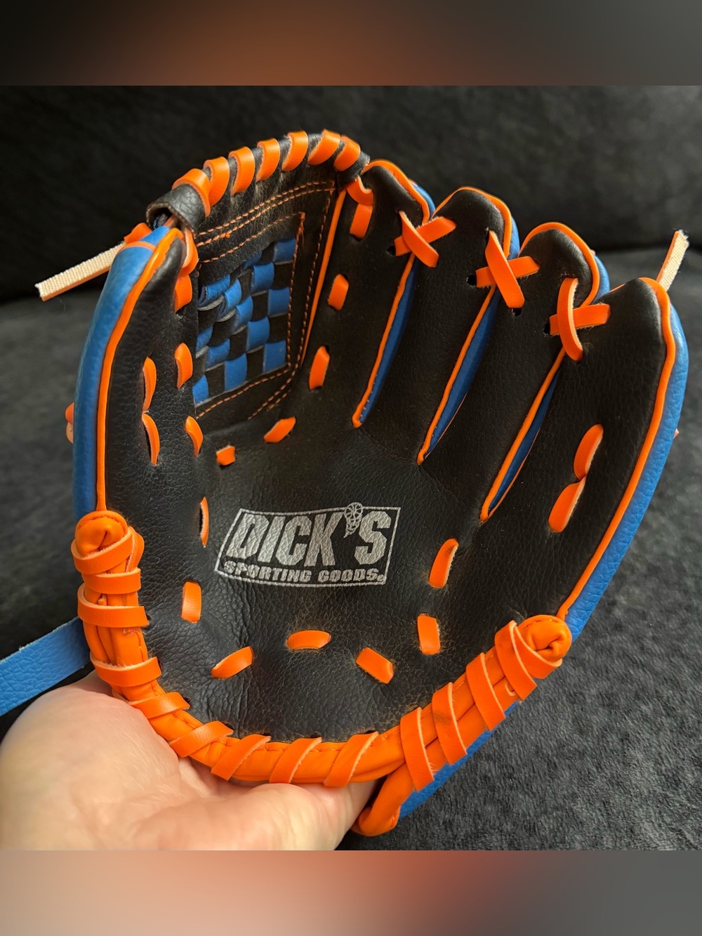 DICK'S Sporting Goods Kids Baseball Glove - Orange & Blue